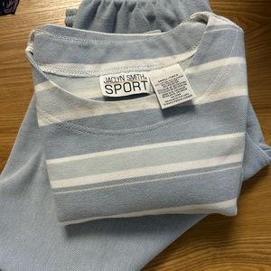 Y2K Jaclyn Smith Sport Lounge Set Blue Striped Sz S/M